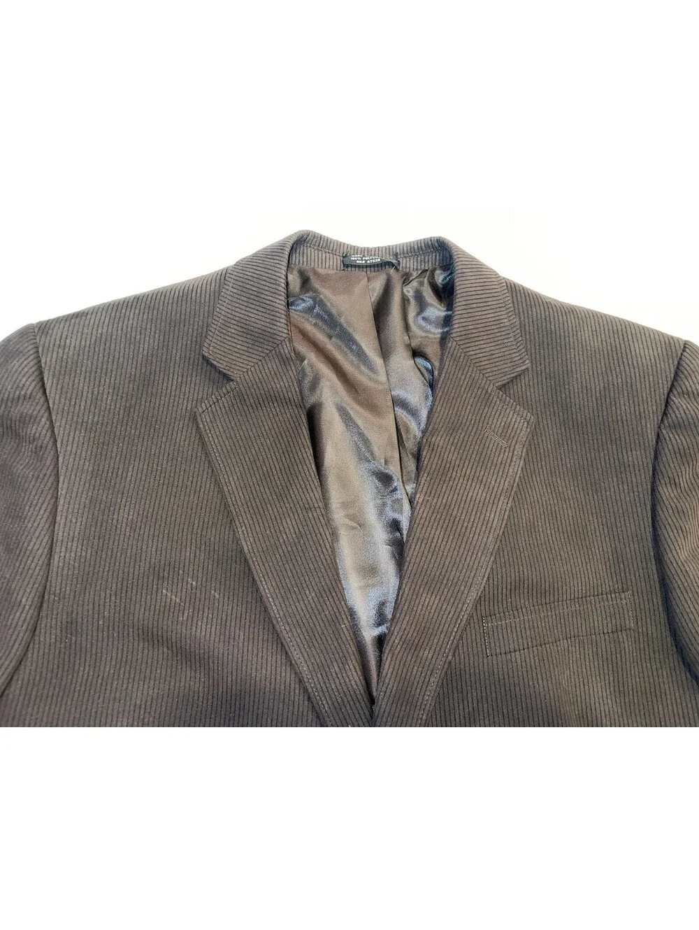DESIGNER JONES NEW YORK 2 BUTTON 100% POLY DRY CLEAN BROWN DRESS SUIT JACKET 46R